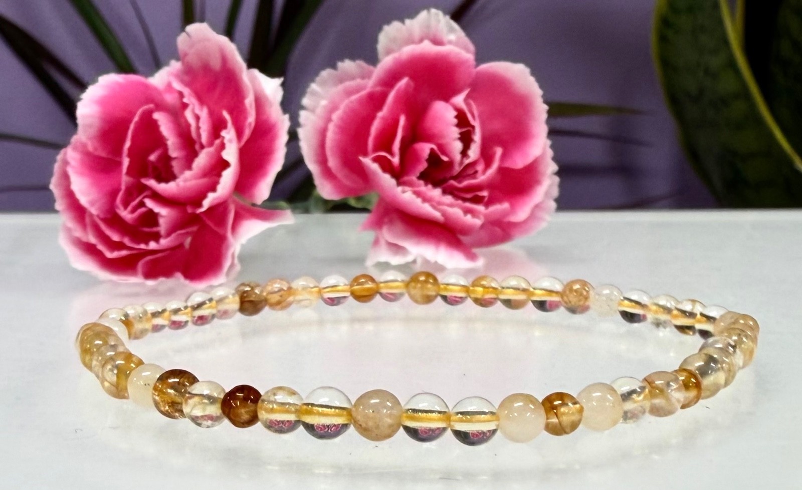 Wholesale 6 Pcs Natural Golden Healer 4mm 7.5” Crystal Stretch Bracelet