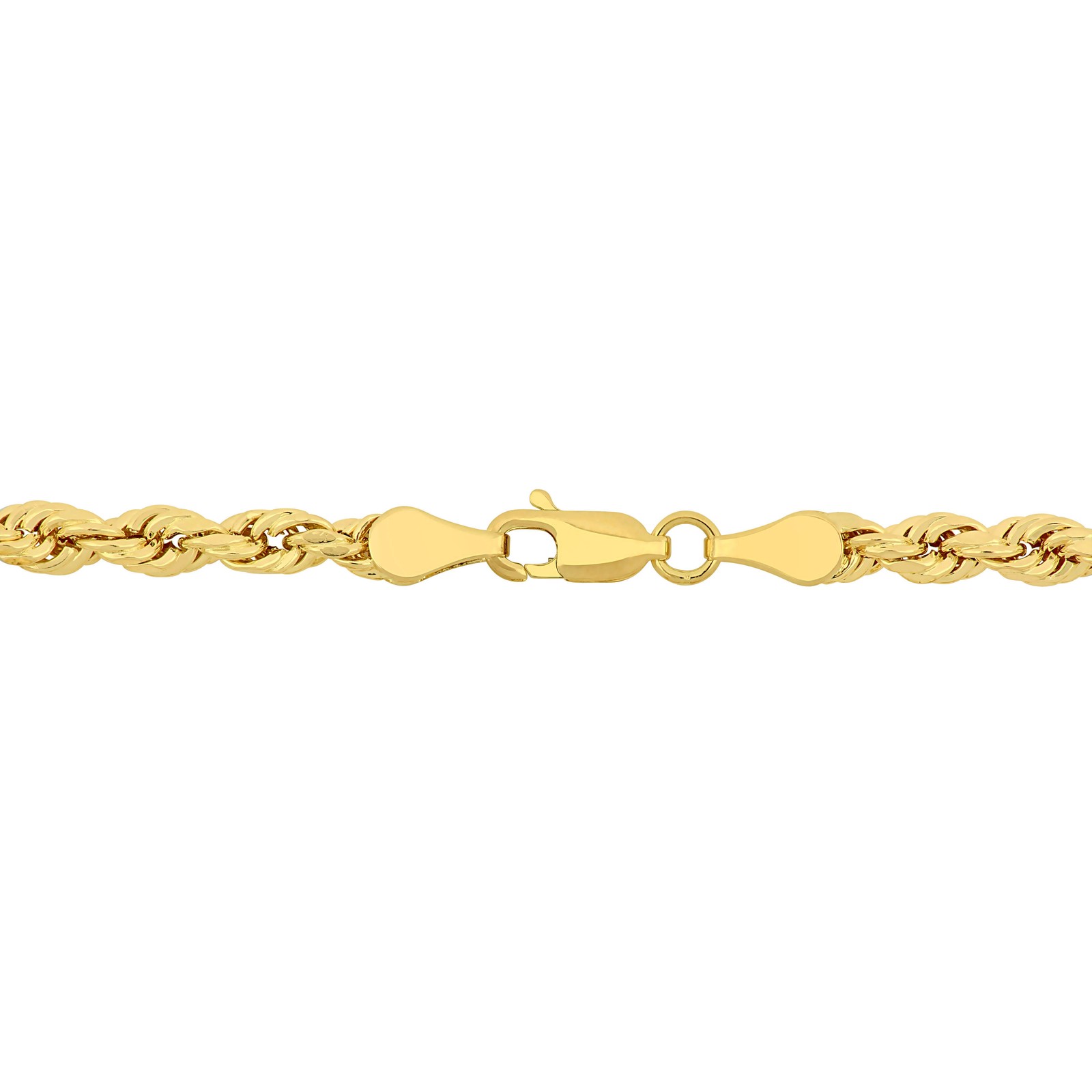 Amour 10k Solid Yellow Gold 4mm 18″ Rope Chain Necklace and Bracelet 2 Piece Set
