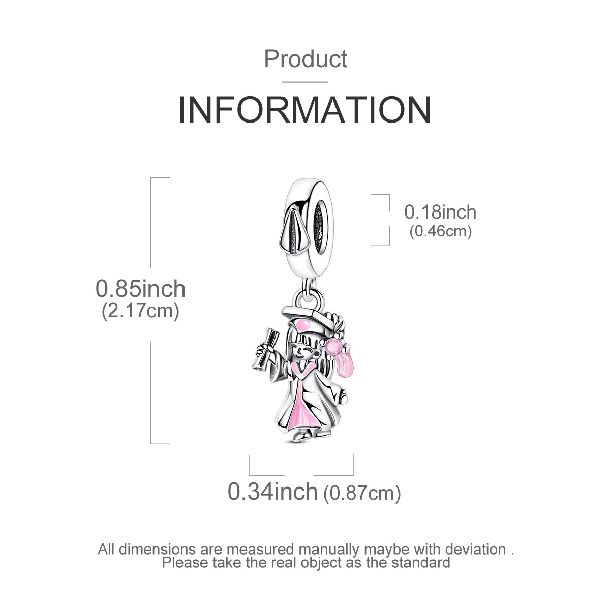MULA 925 Sterling Silver DIY Charm CZ Graduation Girl Pendant for Women Bracelet