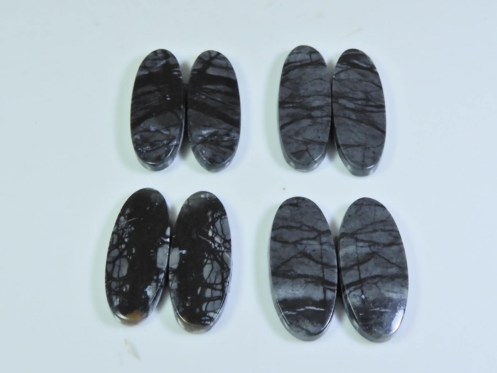 25-29MM Natural picasso Jasper Matched Pair Oval Loose Gemstone 4Pair Lot