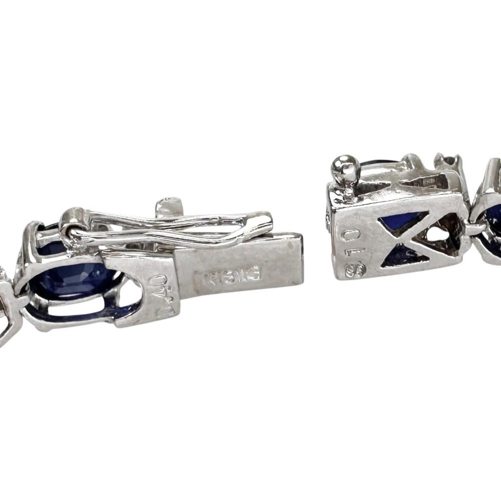 sapphire 10.00ct diamond 0.40ct bracelet K18WG white gold 11.0g 6.9″ Women