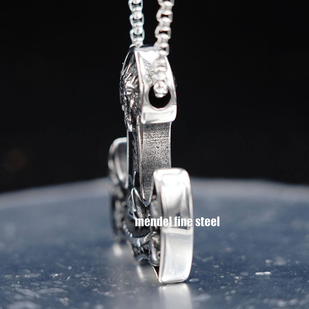 MENDEL Mens Stainless Steel Viking Pagan Valknut Ship Amulet Pendant Necklace