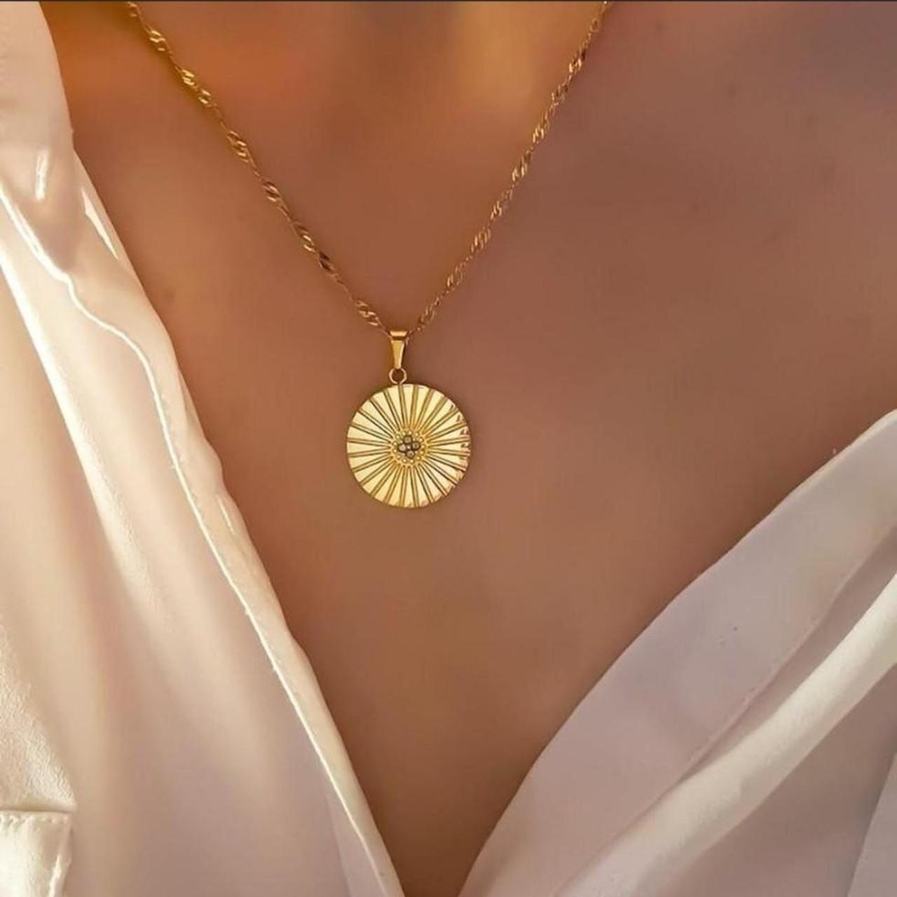 Sun Necklace CZ Celestial Astrology Pendant Necklace 18k Gold Plated Gift