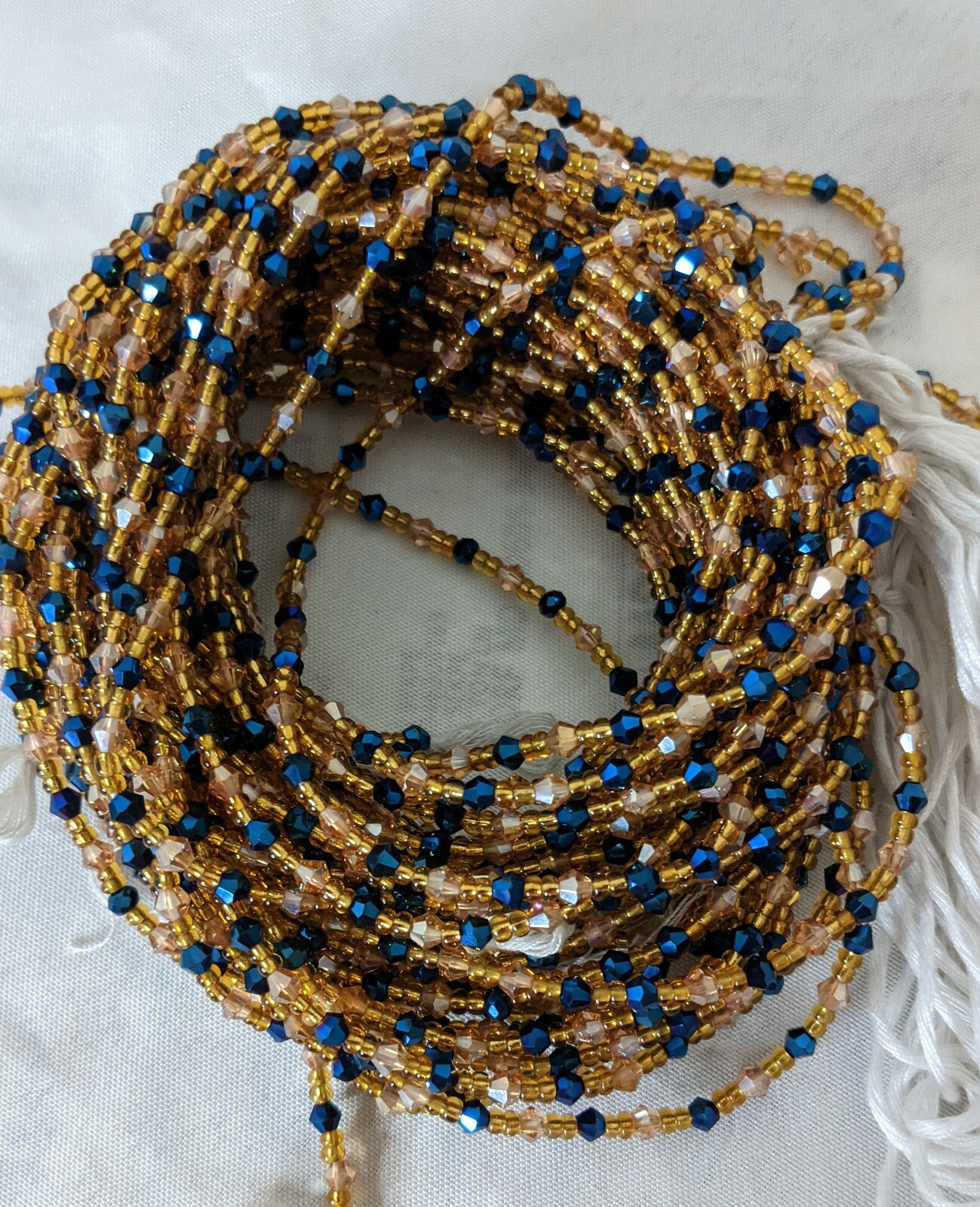 Crystal Tie on African Waist Beads Waistline Belly Chain for weight loss(42in/