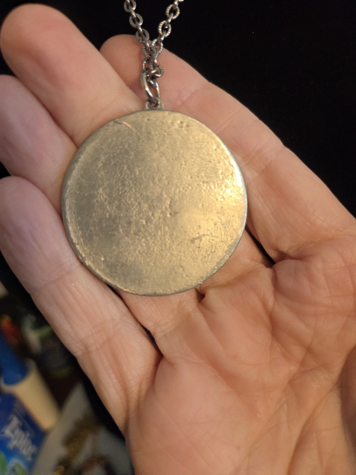 Vintage Zodiac Pendant Necklace Pisces Coin Medallion Pewter Tone Two Fish