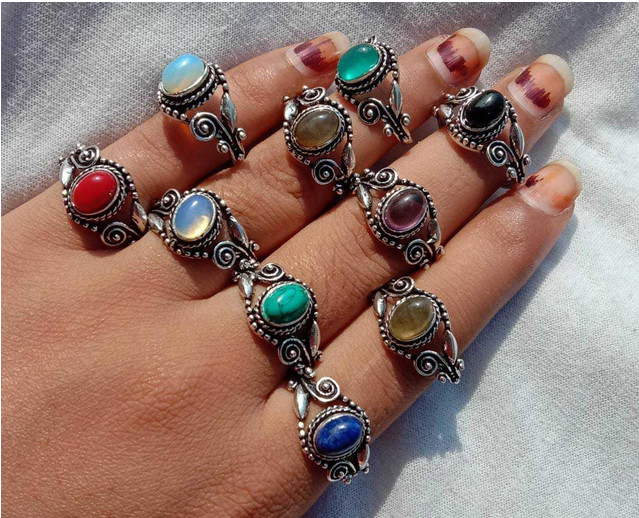 Anxiety Gemstone Rings,Bulk Ring Lot,Stackable Rings,Hippie Rings,Gift For Mom~