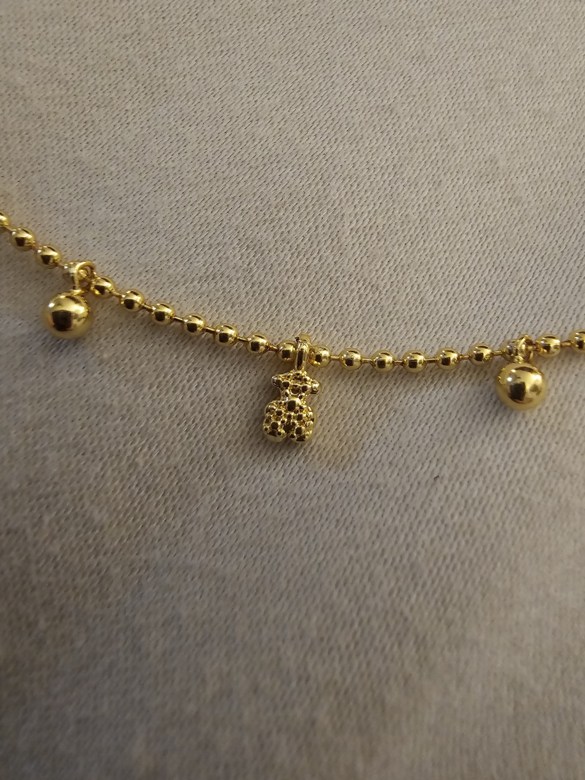 🧡💛TOUS NECKLACE CHARM GOLD PLATED PEARL, RINESTONE AND BEAR NECKLACE
