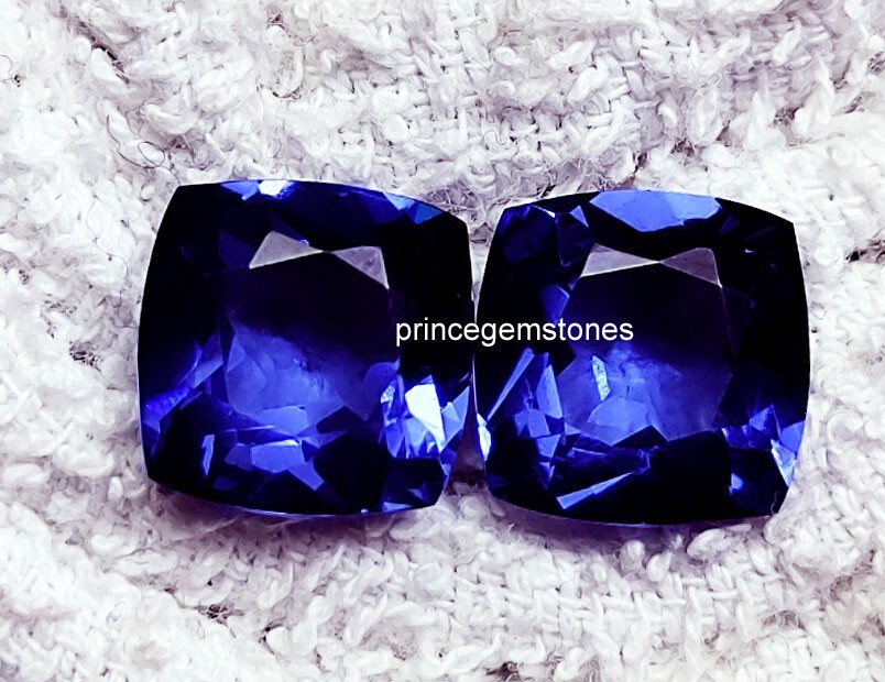 Natural Tanzanite Cushion Cut 16 Ct Pair Certified Loose Gemstone P051