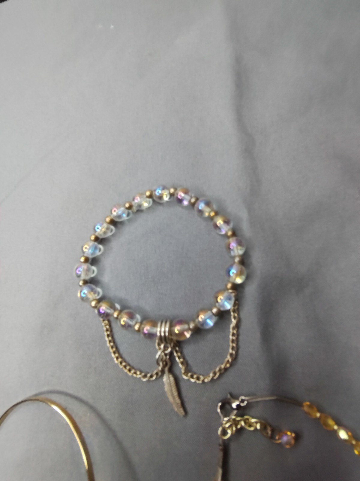 Mixed Bracelet Lot Gold Tone Bangles Artisan Glass Bead Bracelets Handmade