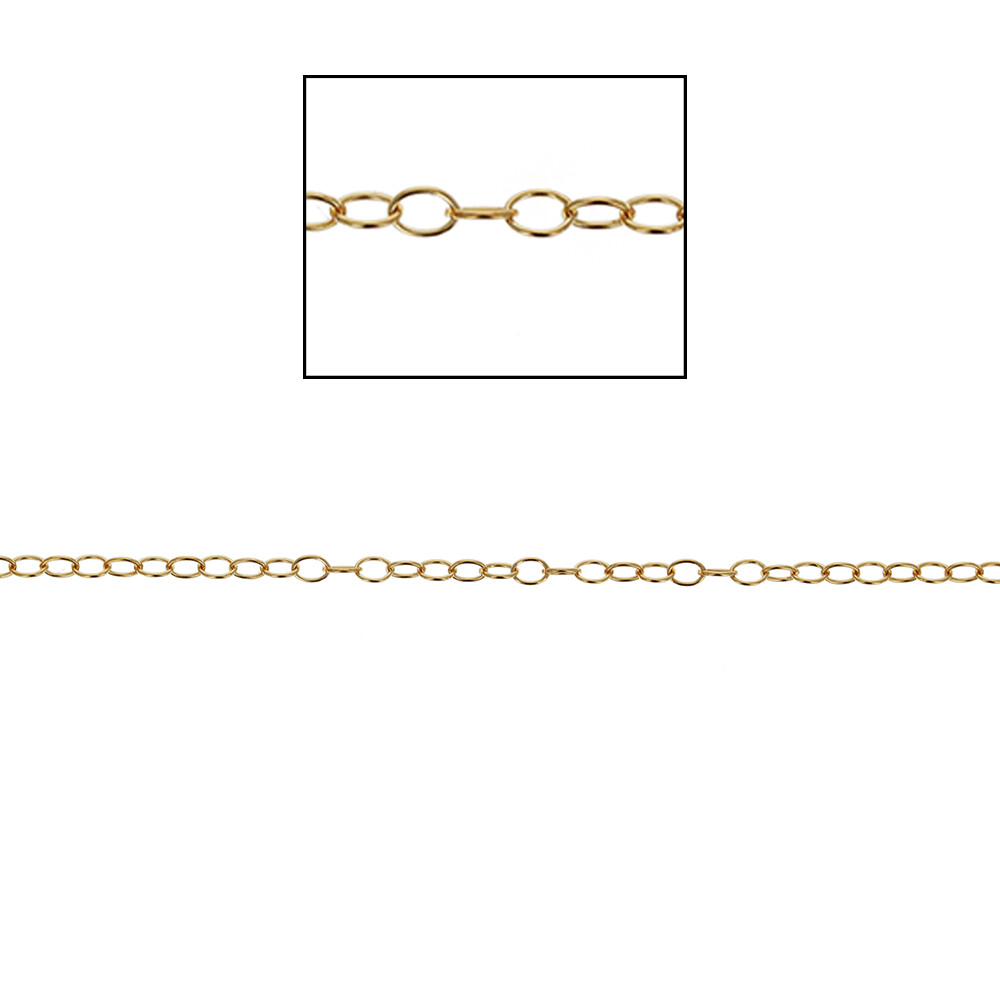 1ft, 14kt Gold Filled, 2.5 x 3.5 Oval Cable Chain, Machine Run 14kt Gold 1808