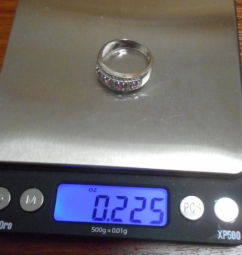 14K White Gold Pink Sapphire and Diamond Pave Band Ring Size 9 6.40 Grams-Vntg
