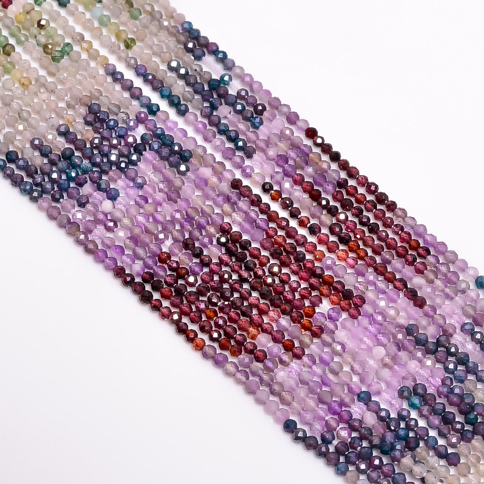100% Natural Multi Gemstone Round Israel Cut Beads 2.5mm Strand 13″ EB-112