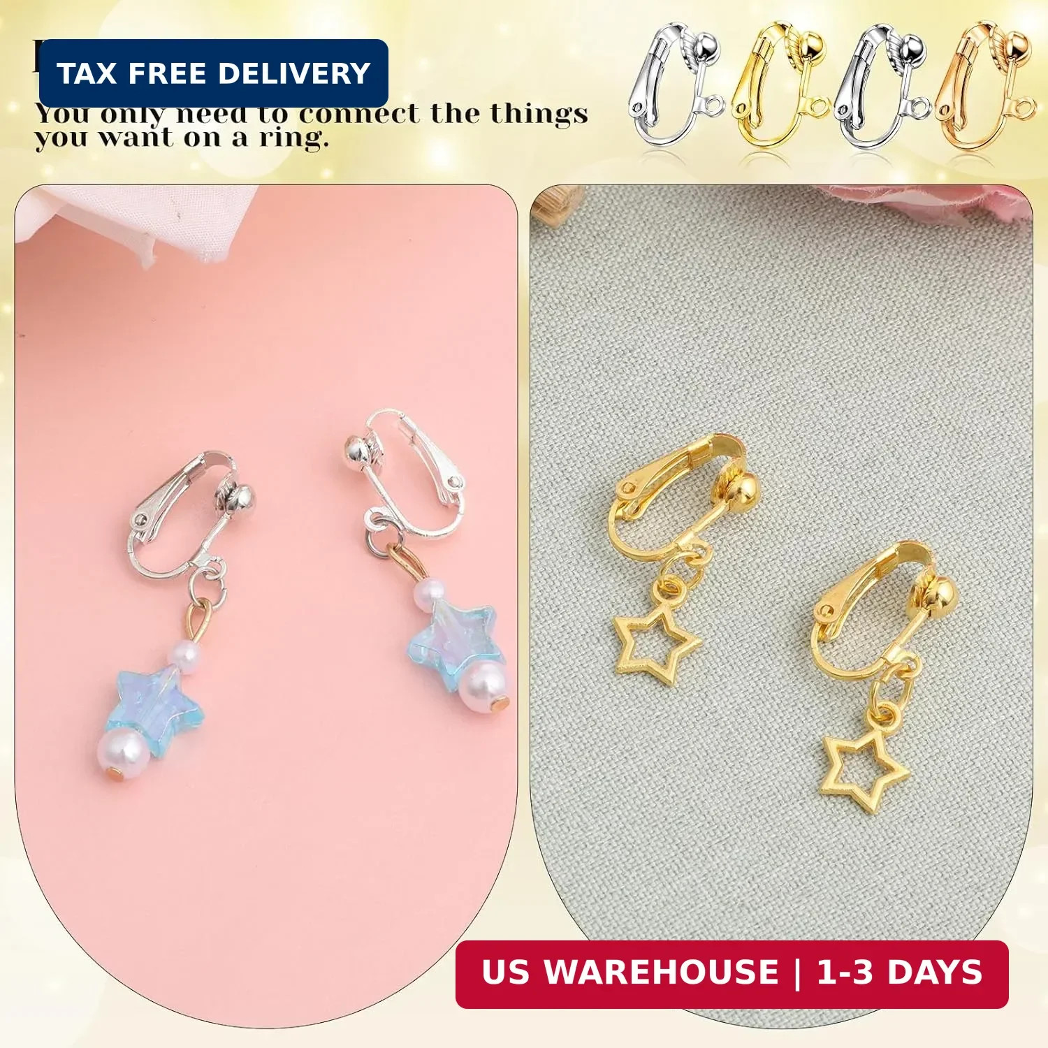 32 Pieces Earring Converters Pierced to Clip, Non-Pierced Earring Clips with Sil