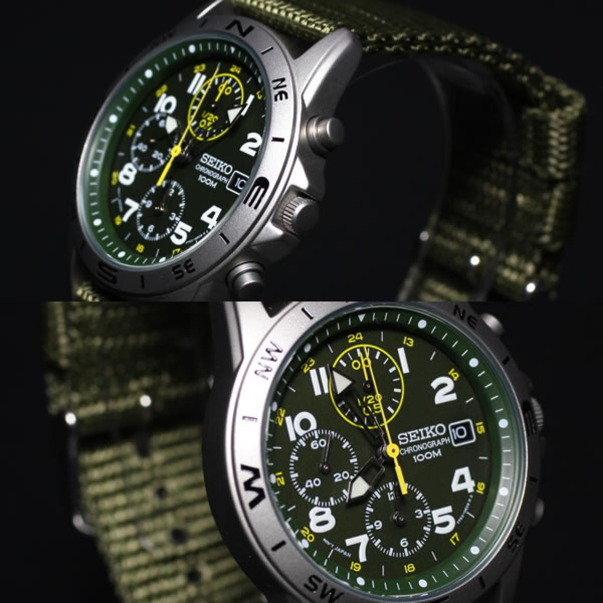 SEIKO Military Chronograph Watch SND377R SND377P2 Khaki Green Brand New