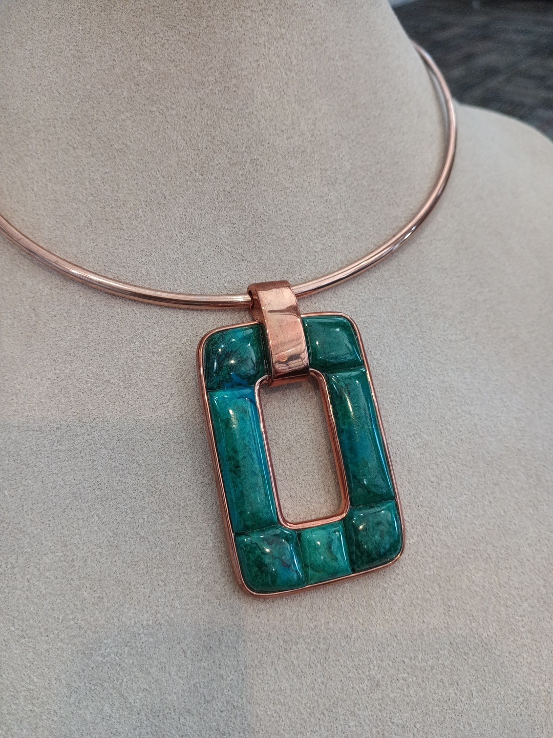Mine Finds By JAY KING Chrysocolla Pendant Copper Collar Necklace