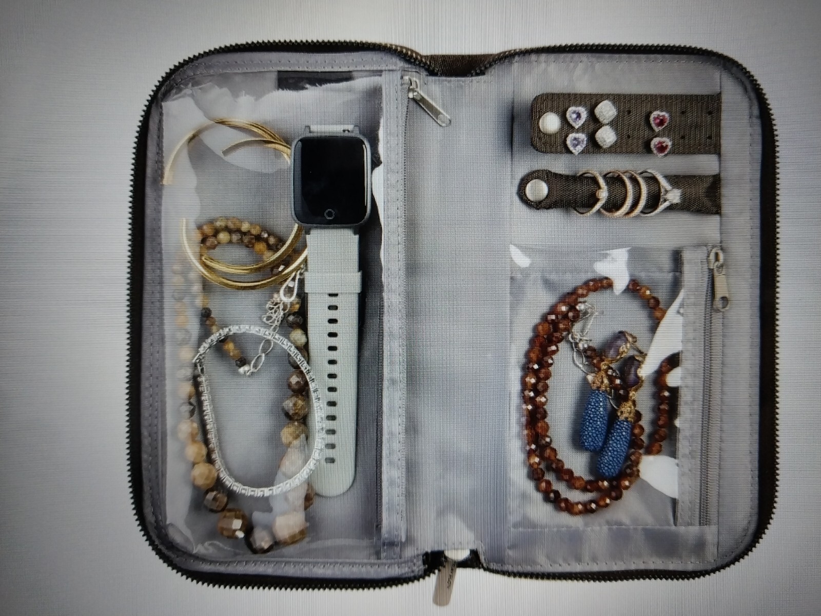Travelon Zippered Jewelry Travel Case/Organizer (Gray)