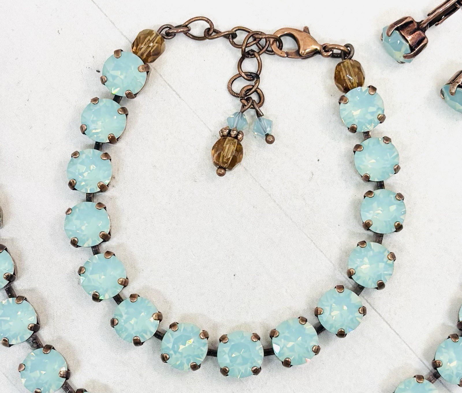 8mm Antique Copper Plated Mint Green Pacific Opal Cup Chain Bracelet