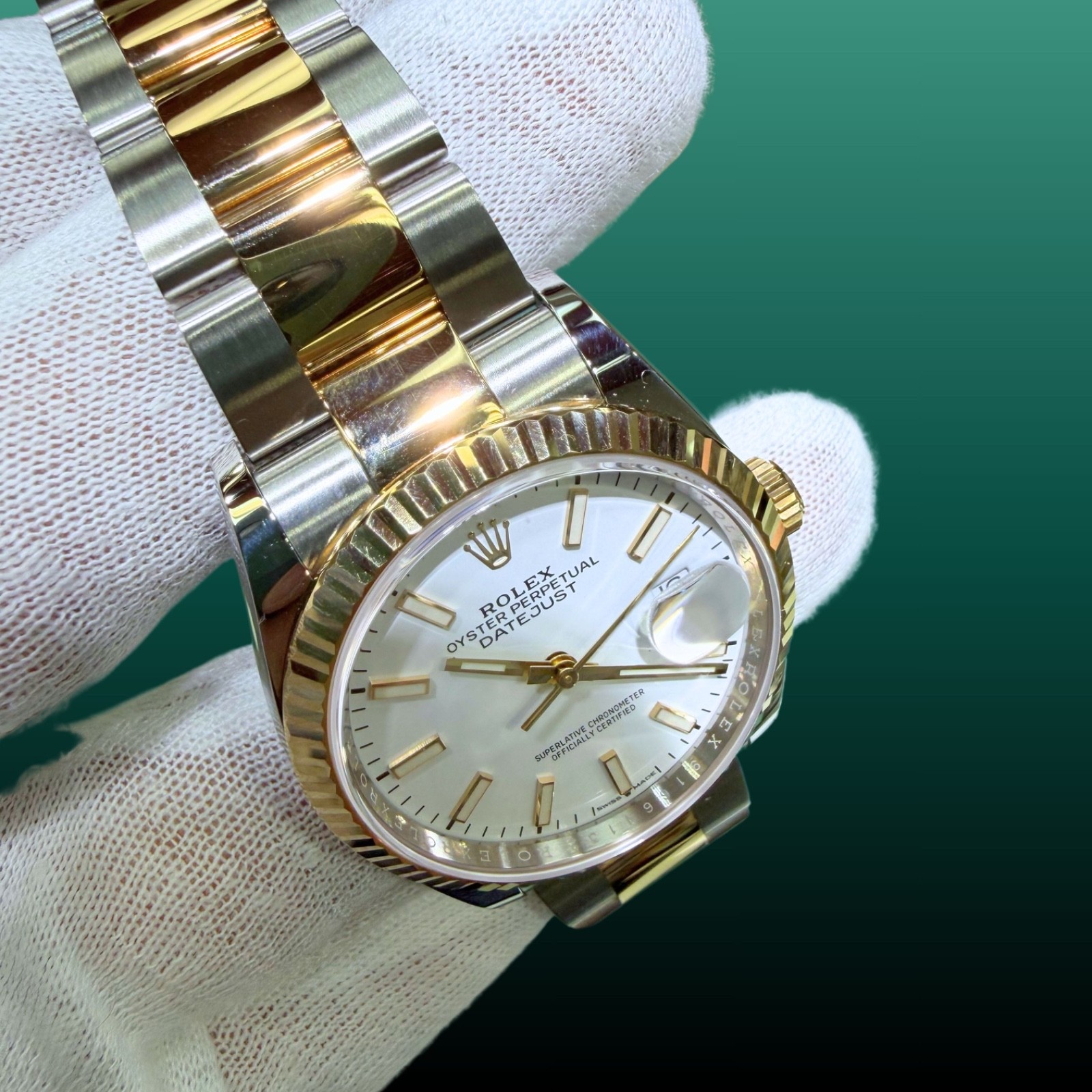 Box Papers Rolex Datejust 36mm 126233 Yellow Gold Steel White Index Dial