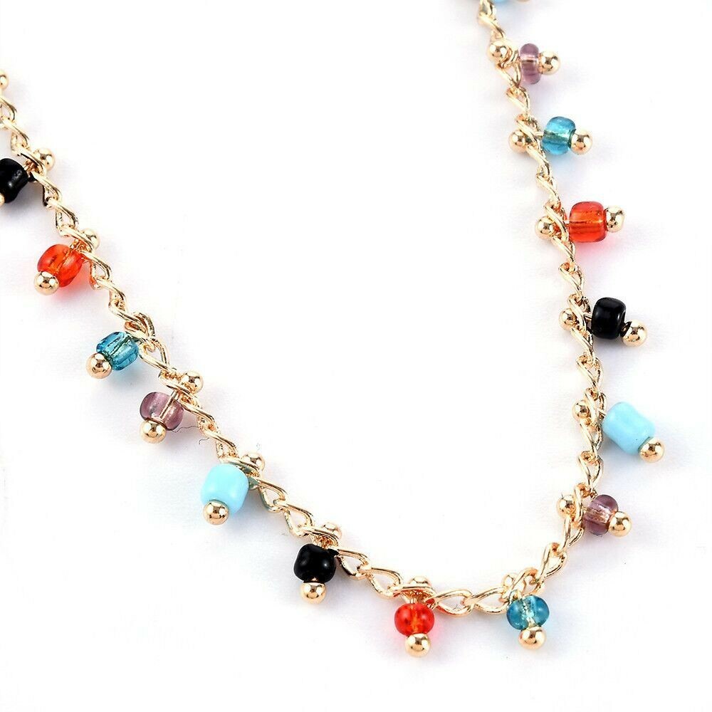 Fashion Women Ankle Chain Jewelry Anklet Bracelet Rainbow Colorful Beads 1016