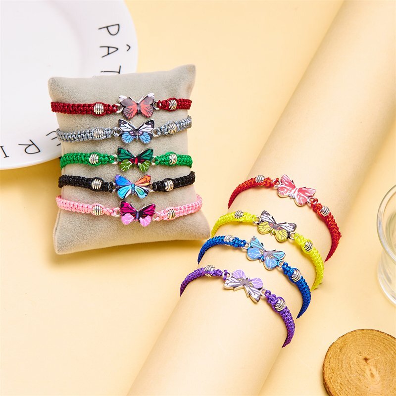 Fashion Braided Butterfly Rope Bracelet Adjustable Bangle Women Men Jewelry Gift