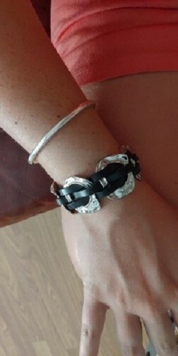Handmade Uno STYLE De Único 50’s Leather Bracelet BLACK LEATHER (B13)
