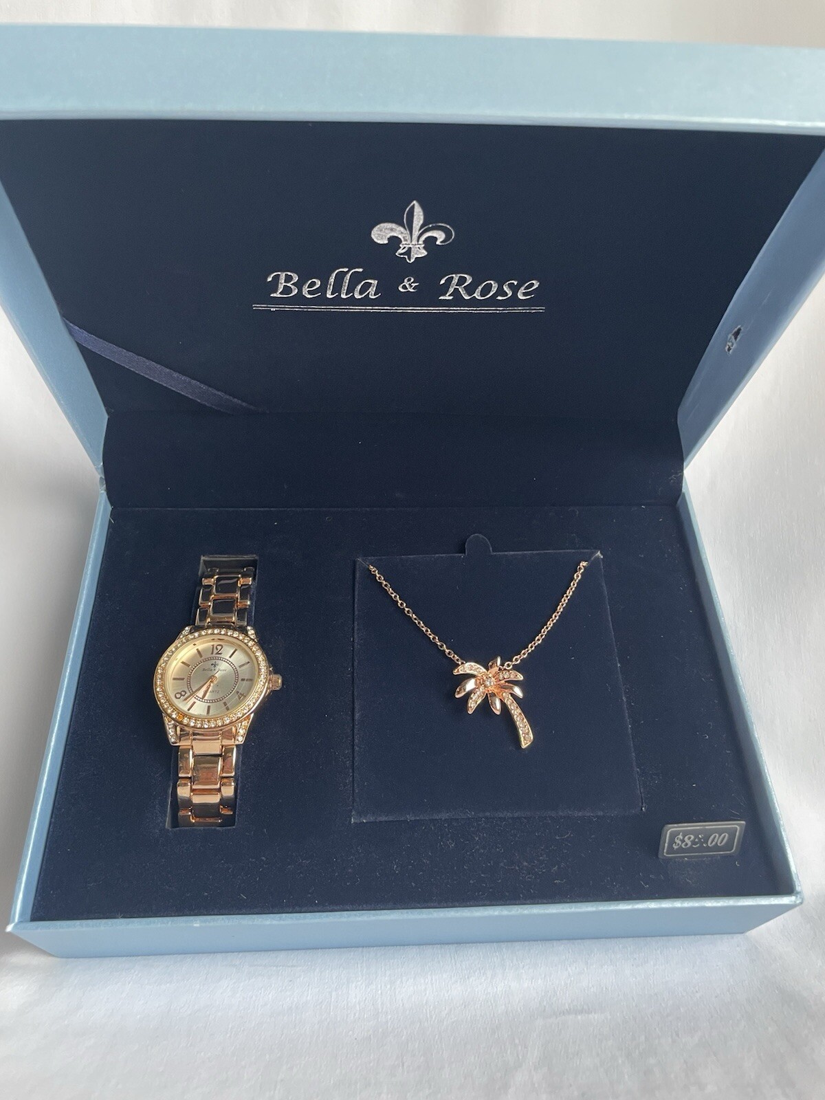 Women’s Jewelry Set Bella Rose Necklace Palm Tree Watch Bracelet 2 Piece Set