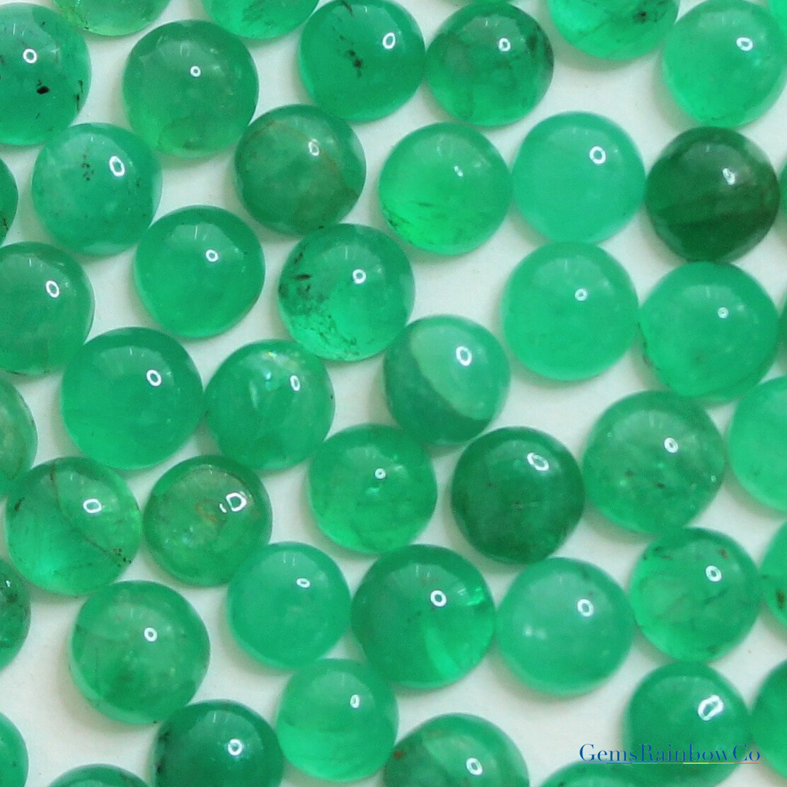 Zambian Emerald Cabochons, Natural loose Round gemstone in sizes 2 & 7mm| #868