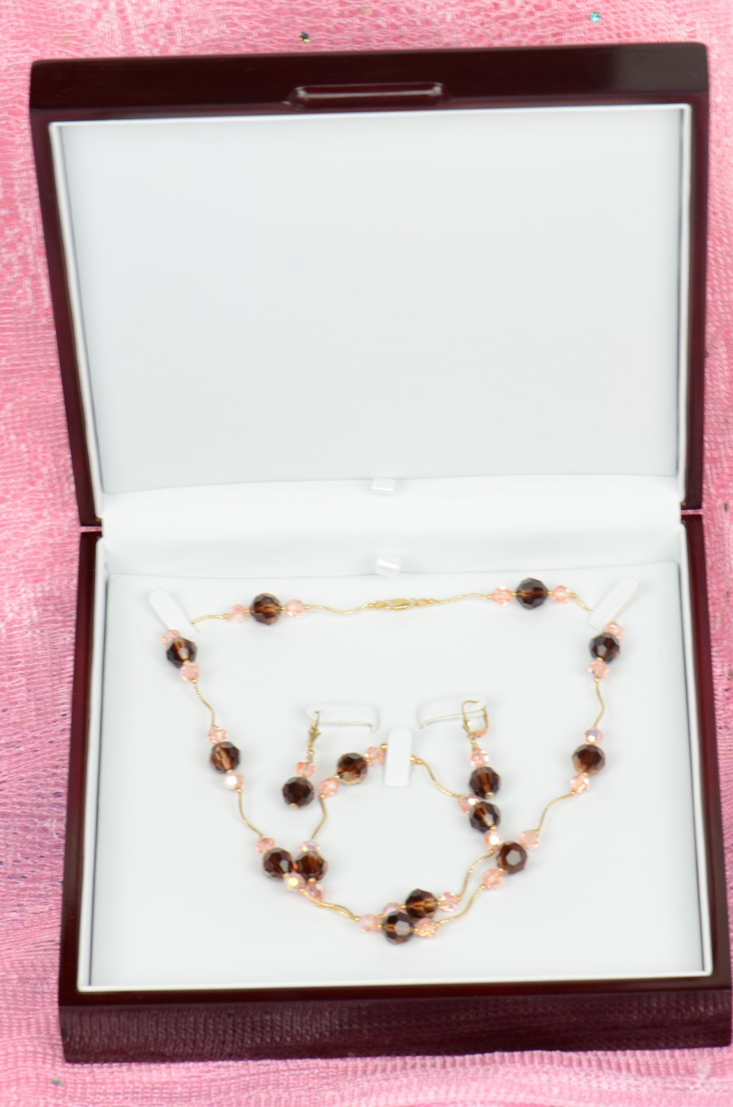 14k Yellow Gold 3pcs Set: Necklace, Bracelet, Earrings