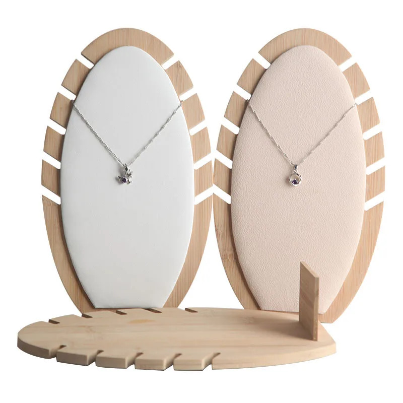 Bamboo Jewelry Pendant Necklace Display Board Organizer Shelf Holder Showcases