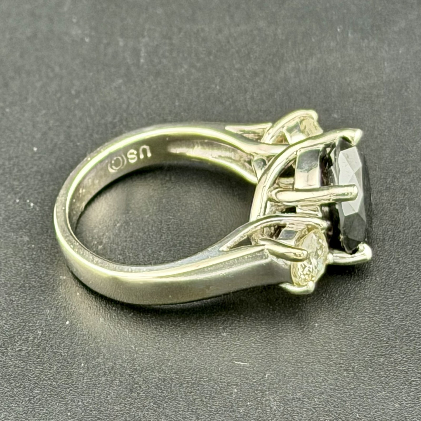 3.75 CT BLACK DIAMOND ENGAGEMENT RING W/2 SIDE STONES SI2 H-I – 14KWG 7.36G SZ 6