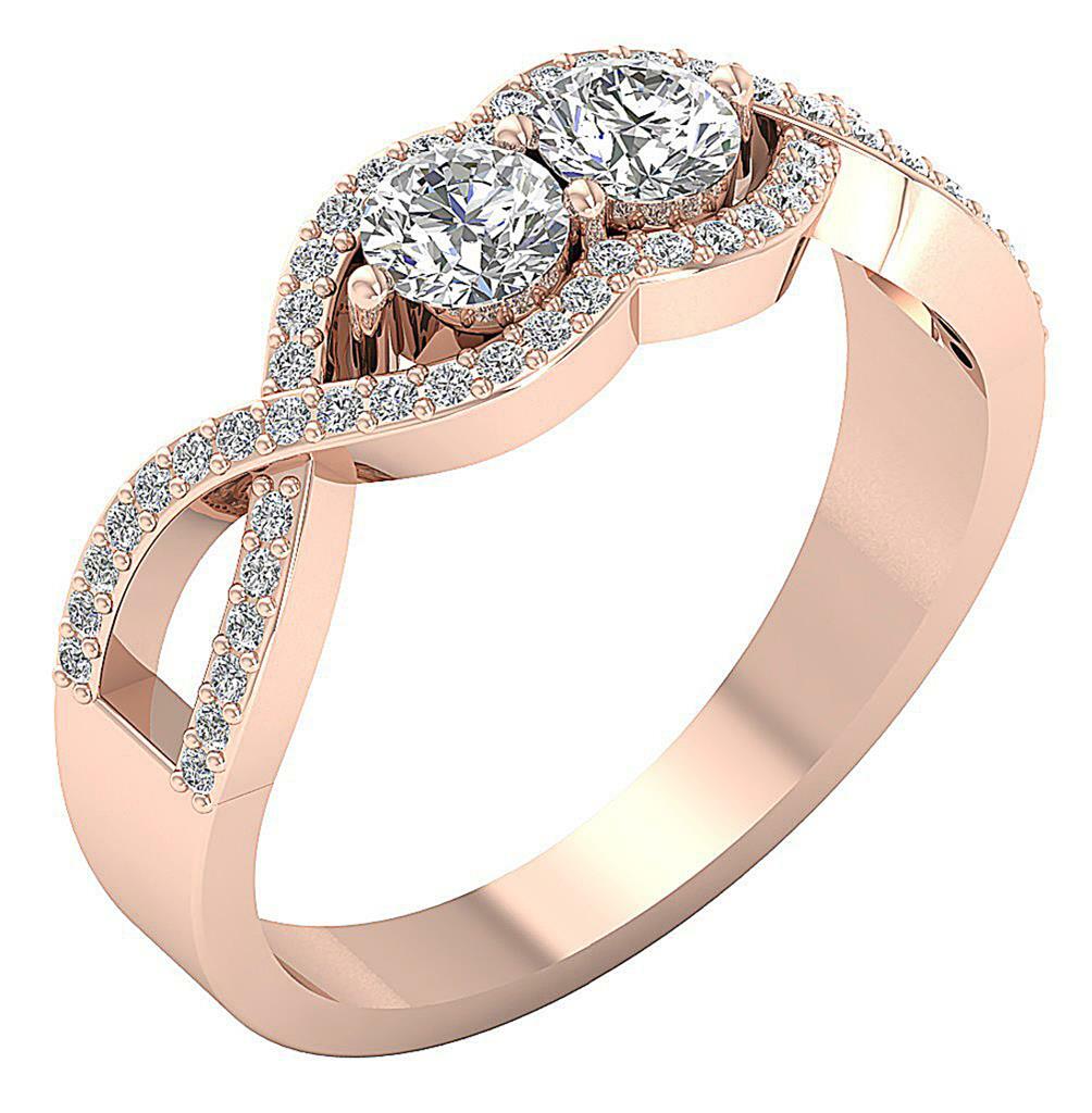 Forever Us Two Stone Solitaire Ring I1 G 0.85 Ct Round Diamond 14K Yellow Gold