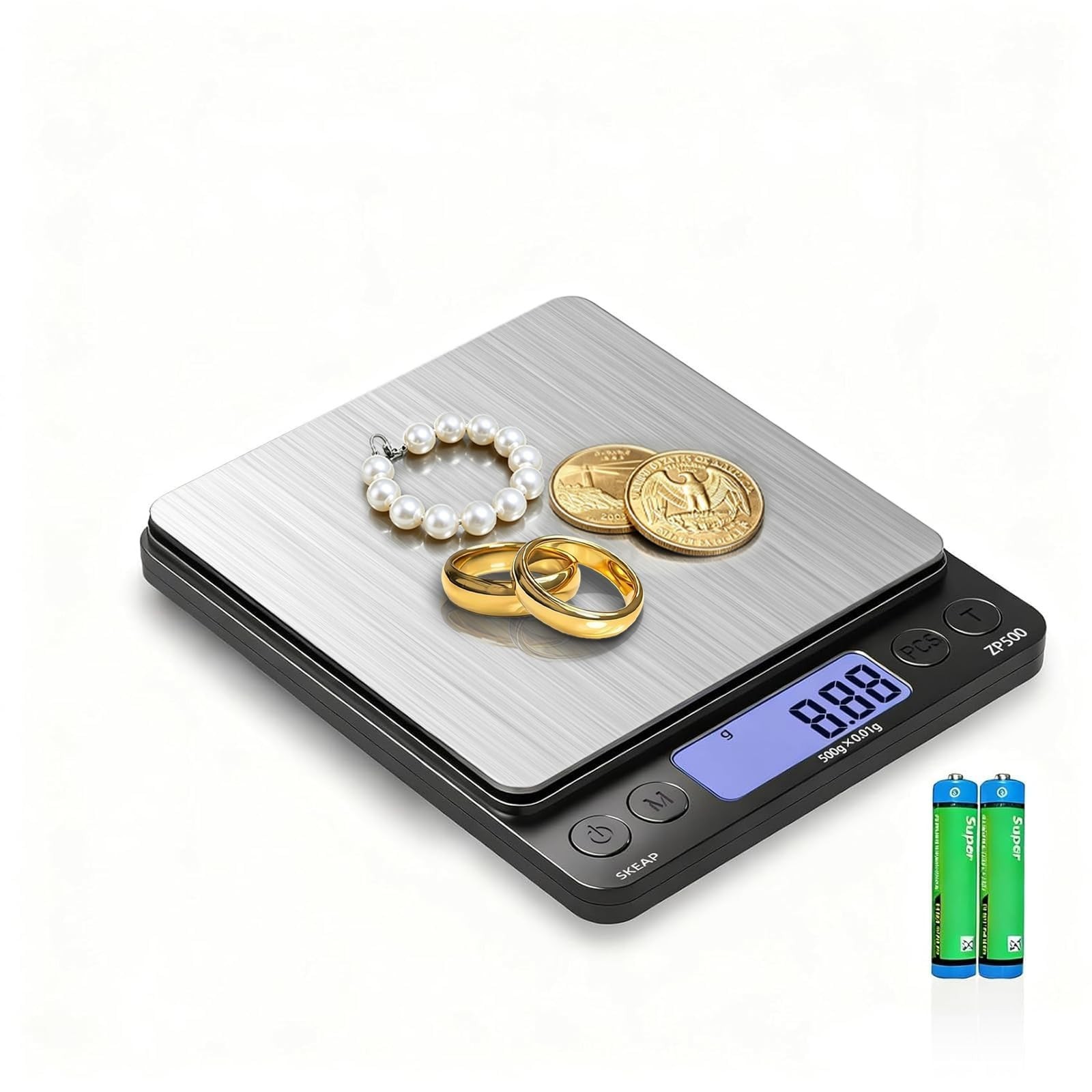 Precision Digital Jewelry Scale 500g x 0.01g – Backlit LCD, Tare Function, Ideal