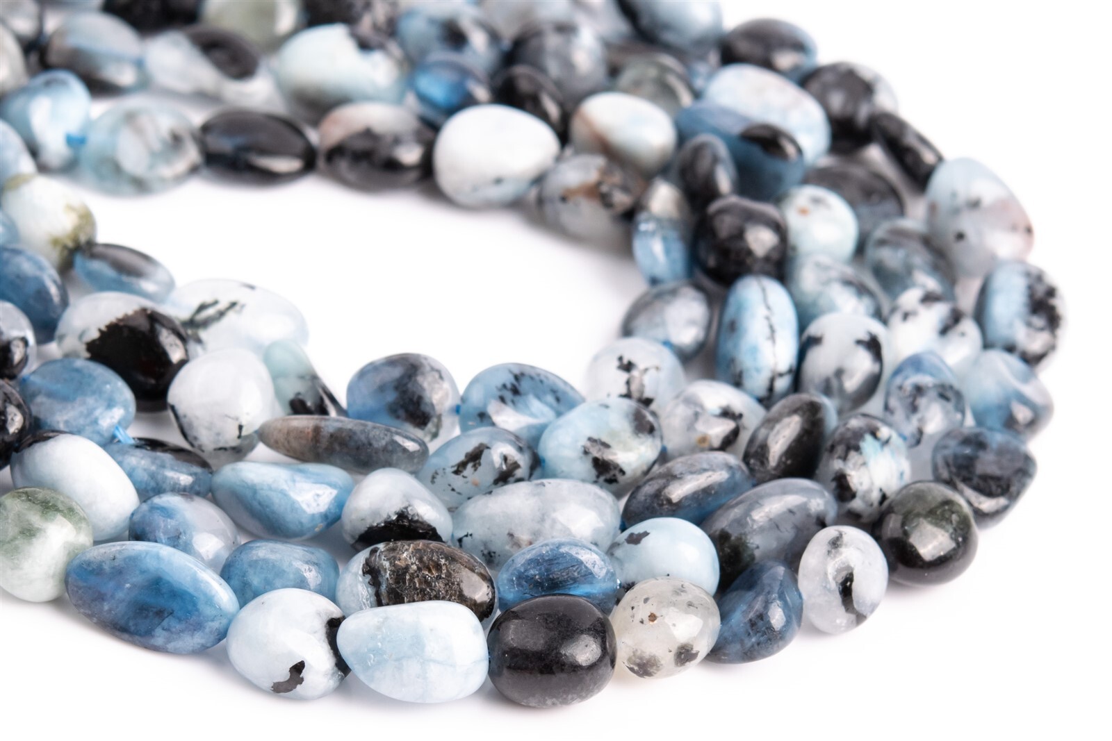 8x5MM Blue Aquamarine Pebble Chips Grade A Genuine Natural Gemstone Loose Beads