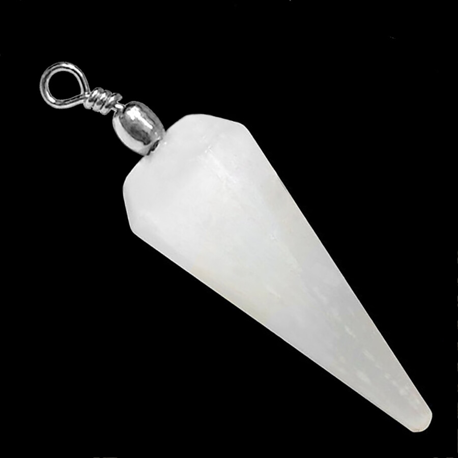 Selenite Crystal Pendant Pendulum Chakra Love Stone Sterling Silver Necklace