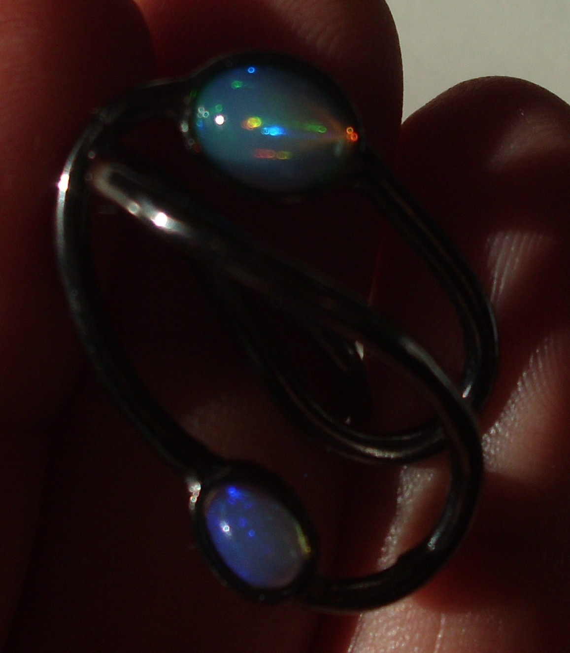 CeS Intertwined Fire Opal Ring from Mexico, Mexican Opal