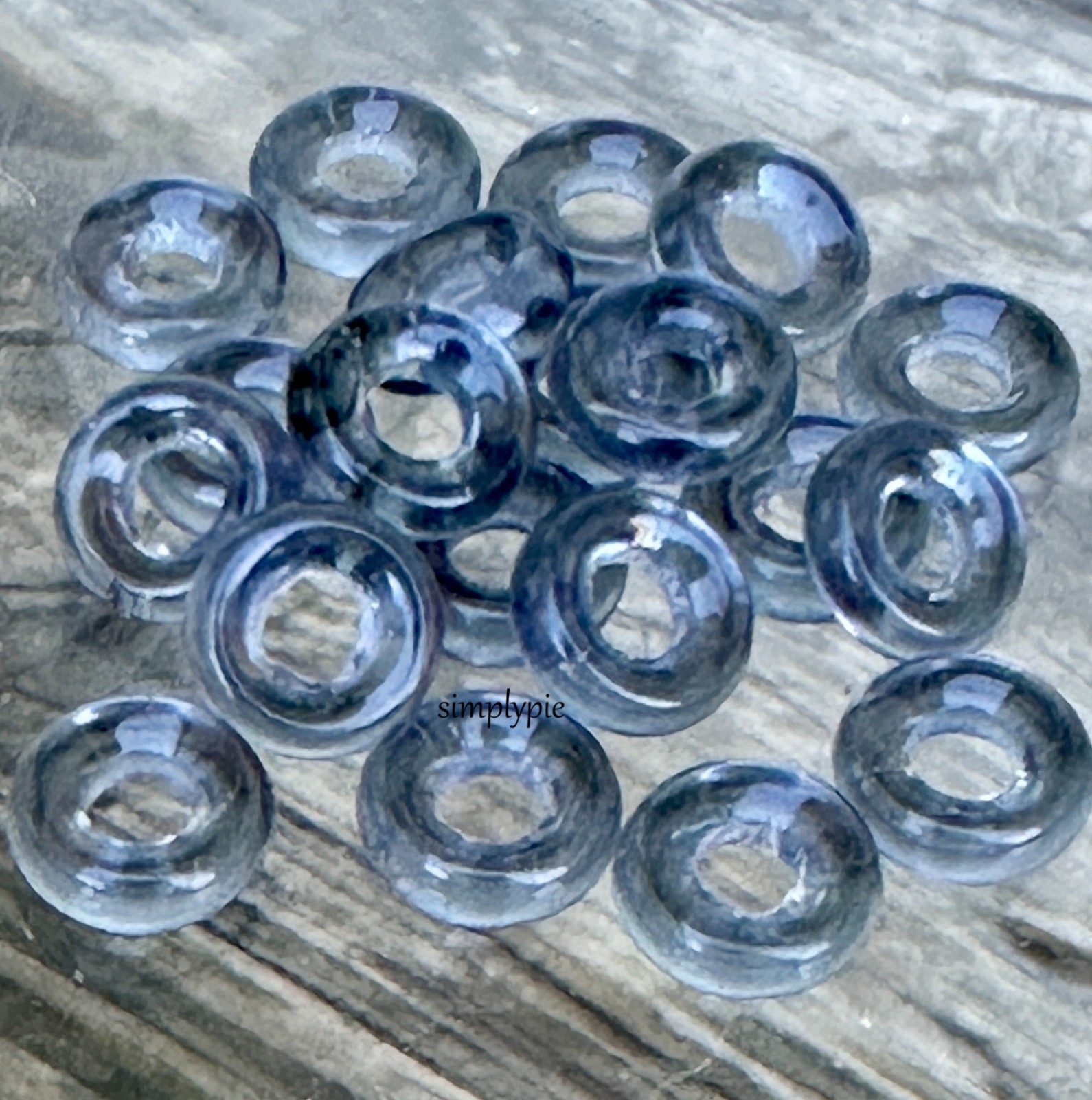 Gray Montana Donut Ring 9mm 20 Large Hole Rondelle Czech Glass Beads