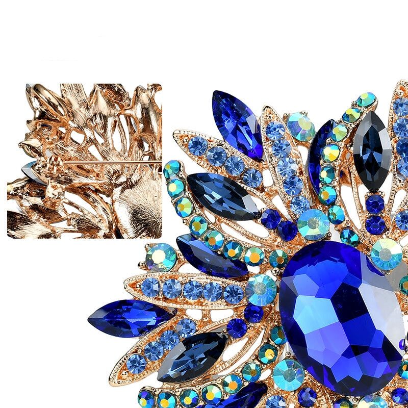 Flower Brooch Jewelry For Women Elegant Crystal Corsage Accessories Party Pins