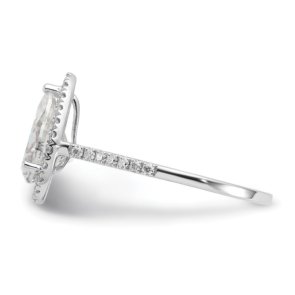 14k White Gold 2 1/2 Ct D E F Pure Light Moissanite Halo Engagement Ring Size 7