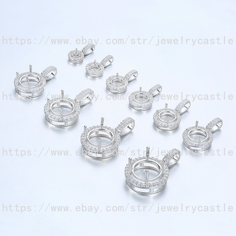 Pre Notched Sterling Silver Pendant 4mm to 13mm Round Semi-Mount 4 Prong Setting