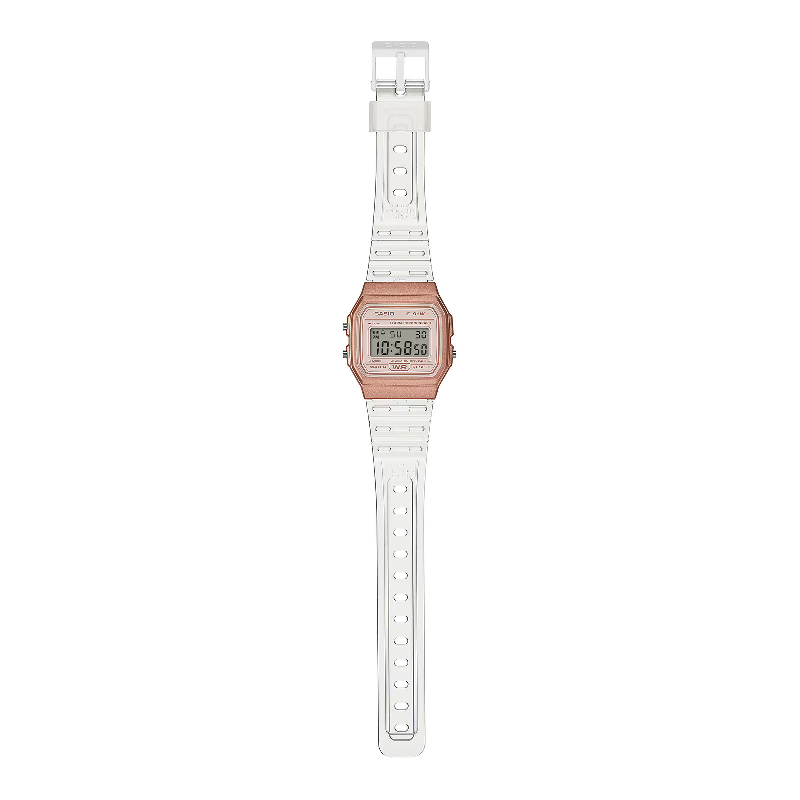 CASIOF-91WS-7A3 TRANSPARENT ROSE GOLD DIGITAL WATCH