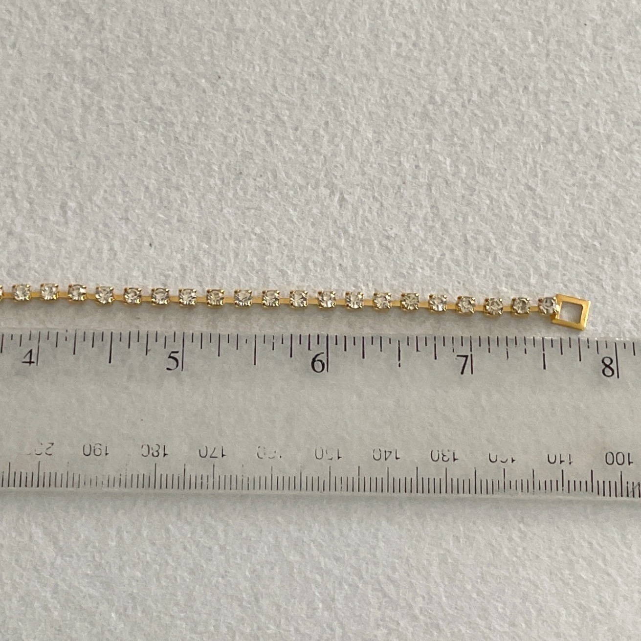 Bracelet Gold Tone Rhinestone Fold Over Clasp Tennis Style New