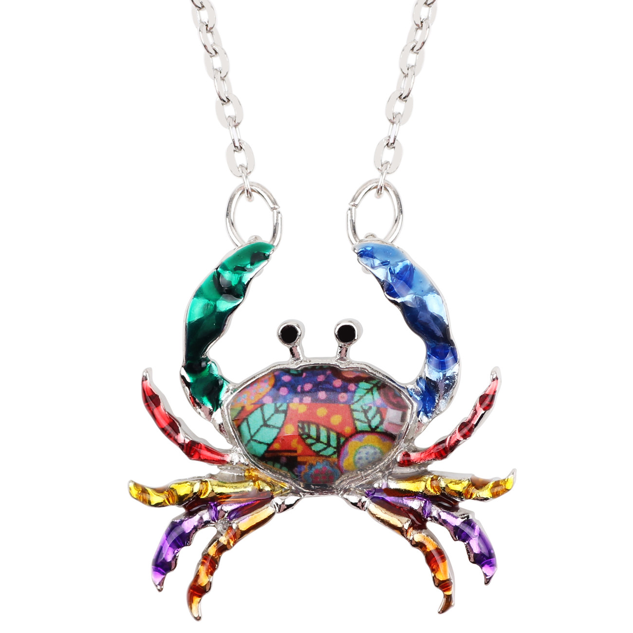 Enamel Alloy Ocean Crab Necklace Pendant Sea Life Jewelry for Women Charms Gifts