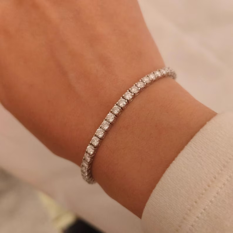 5 mm Certified, 17Ct White Diamond Tennis Bracelet , 7.5 inches, Tariffs FREE