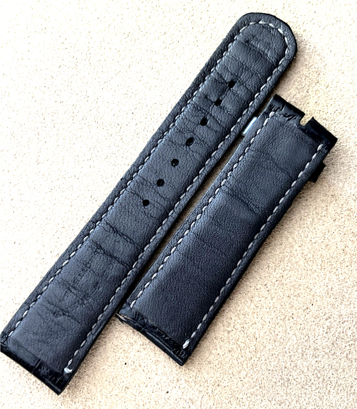 A. Lange & Söhne Watch Strap 20 x 18 Matt Dark Charcoal Gray Crocodile Authentic