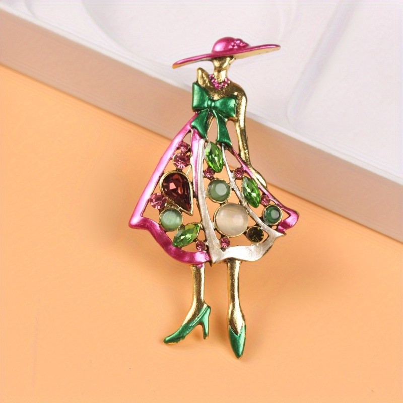 Elegant Rhinestone Enamel Lady Brooch Pin, Ideal for Daily Wear Accessory