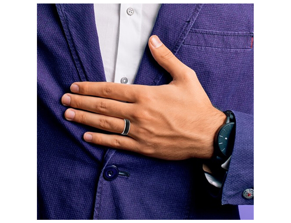 Mens Titanium Brushed Black Plated Band Ring (8mm)