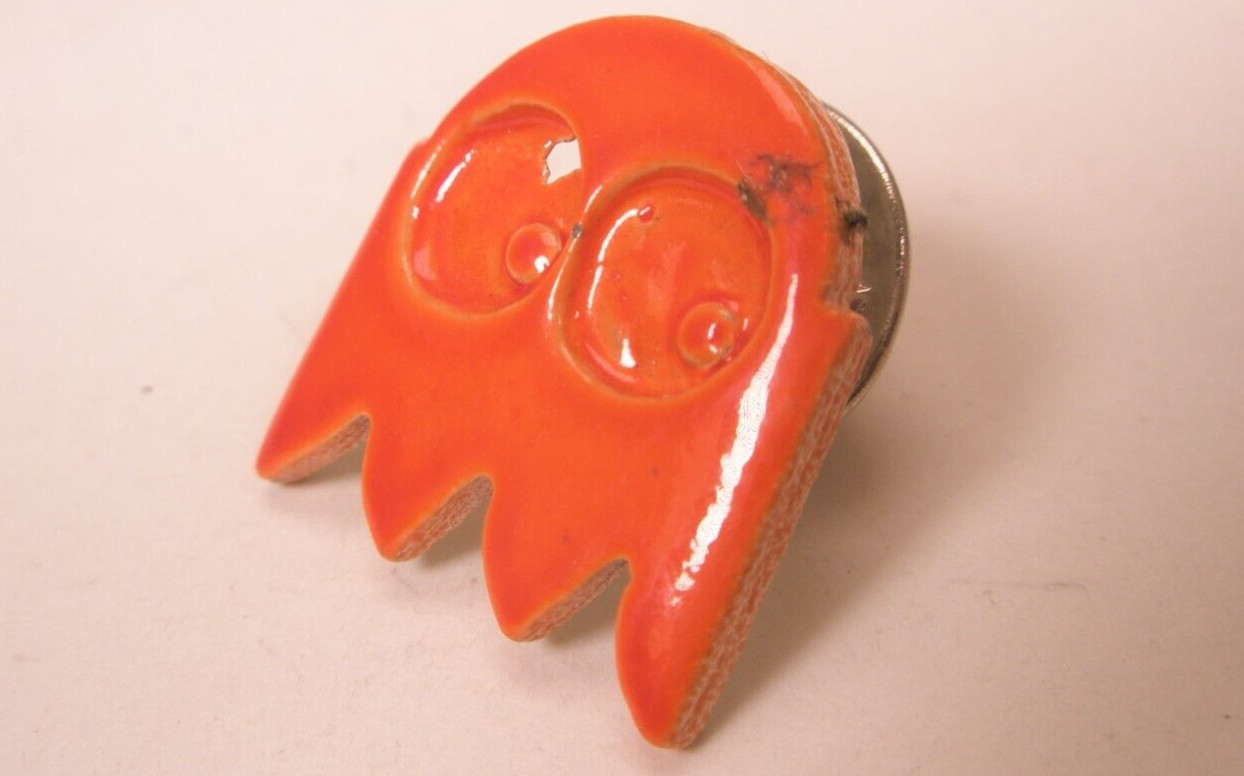 Pacman Ghost Orange CERAMIC Vintage Tie Tack Lapel/Hat Pin video games m49