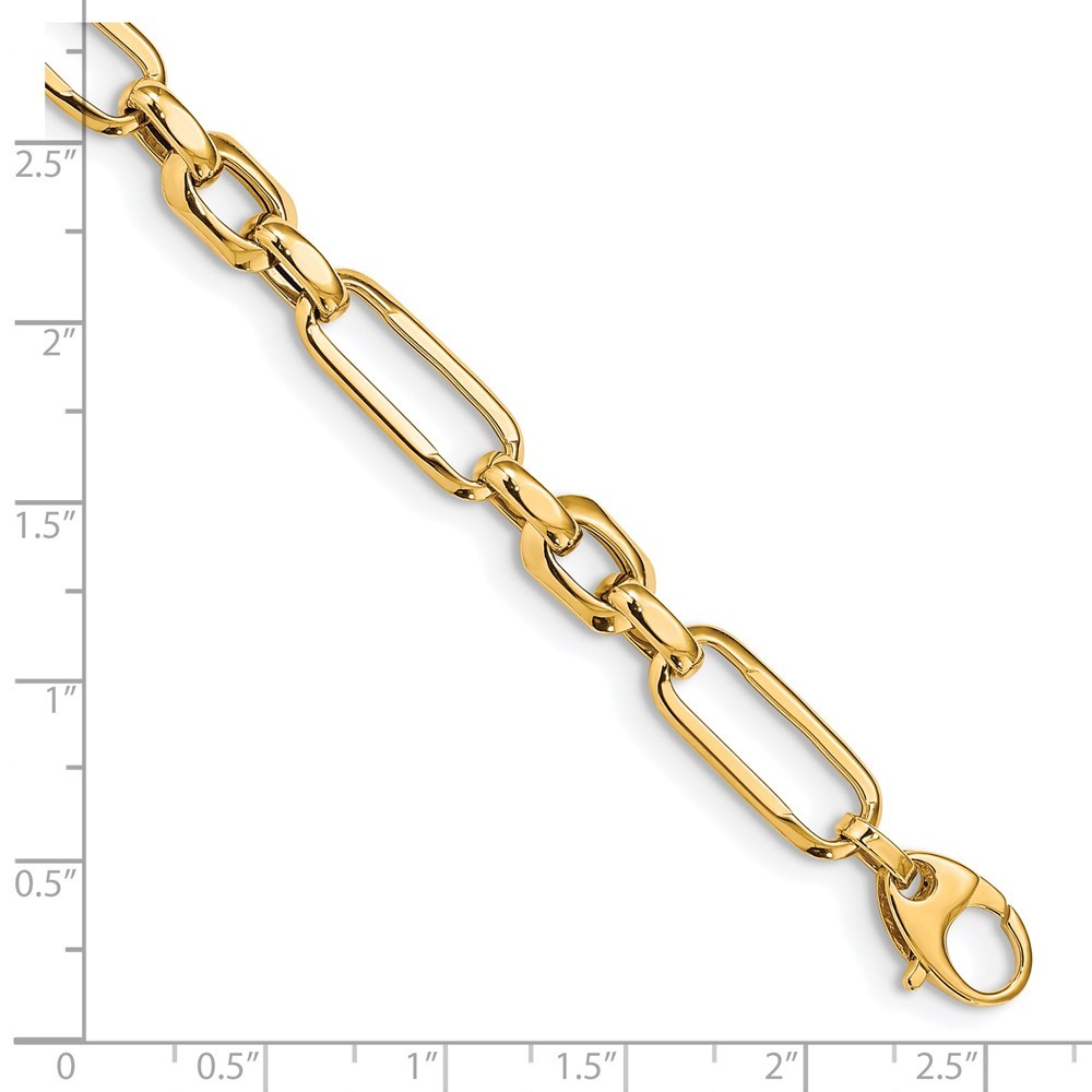14k Yellow Gold Polished 7.8mm Fancy Figaro Link Charm Bracelet For Her 7.5″