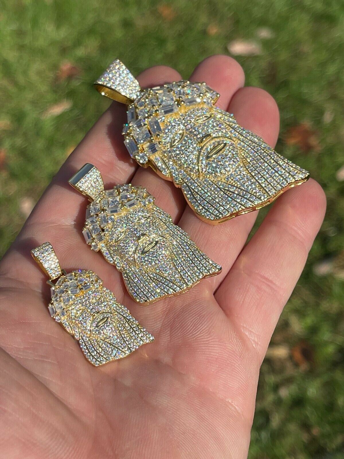 Iced Baguette MOISSANITE Gold Plated Jesus Piece Pendant Passes Test Out Hip Hop