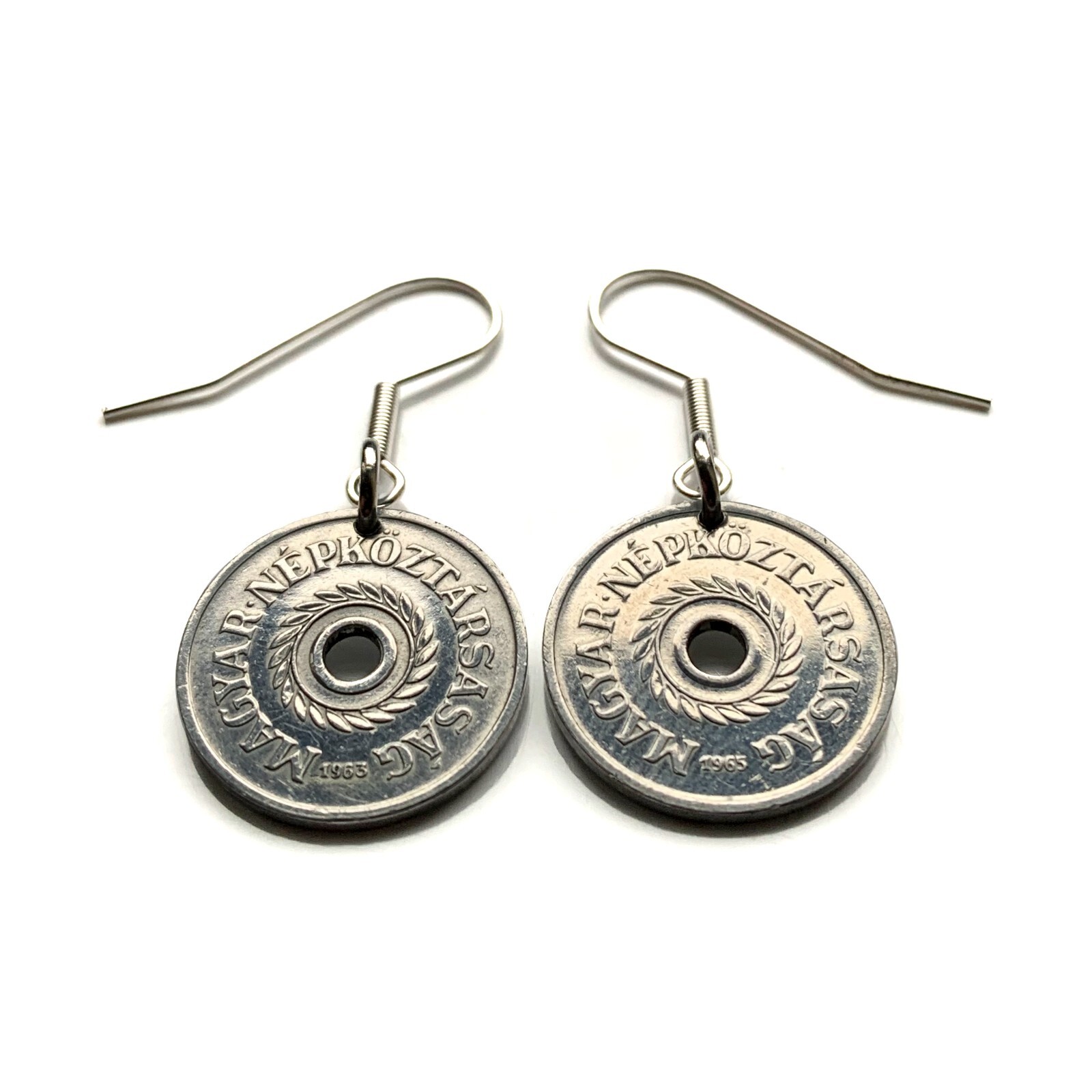 Hungary Magyar 2 Filler coin earrings Budapest Gellert Hill Debrecen Pecs 000594